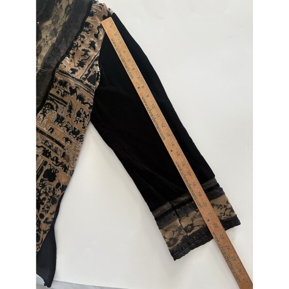 Coldwater Creek Velvet Burnout Coat Womens 1X Black Brown Lace Whimsigoth Vamp - Picture 16 of 16